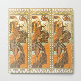 Alphonse Mucha "The Moon and the Stars Series: The Evening Star" Metal Print