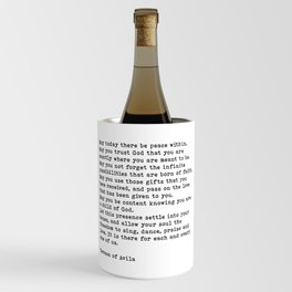 May Today There Be Peace Within Quote, Teresa of Avila  Wine Chiller