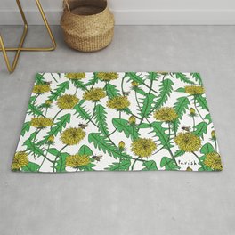 Bright feeling ~pattern of dandelion and bee~ Rug