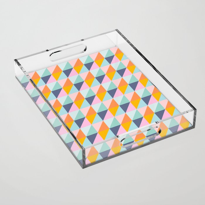 Color Block Triangle Pattern in Bright Pastels Acrylic Tray