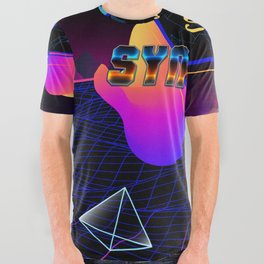Neon synthwave horizon #1 All Over Graphic Tee