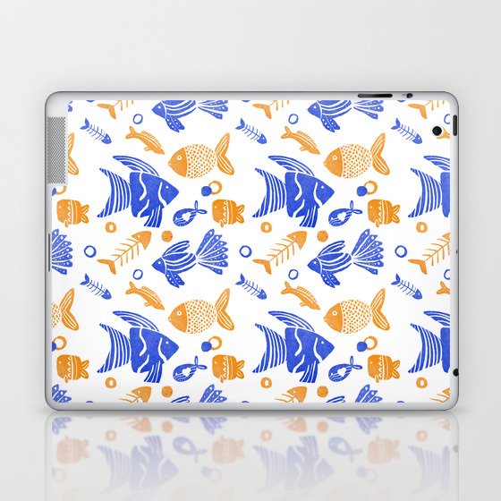 Blue and yellow tropical fishes Laptop & iPad Skin