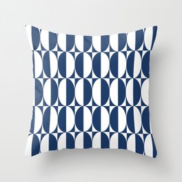 Mid Century Modern Geometric Half Oval Pattern 248 Navy Blue Throw Pillow