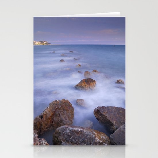 Blue sunset at the rocks Stationery Cards