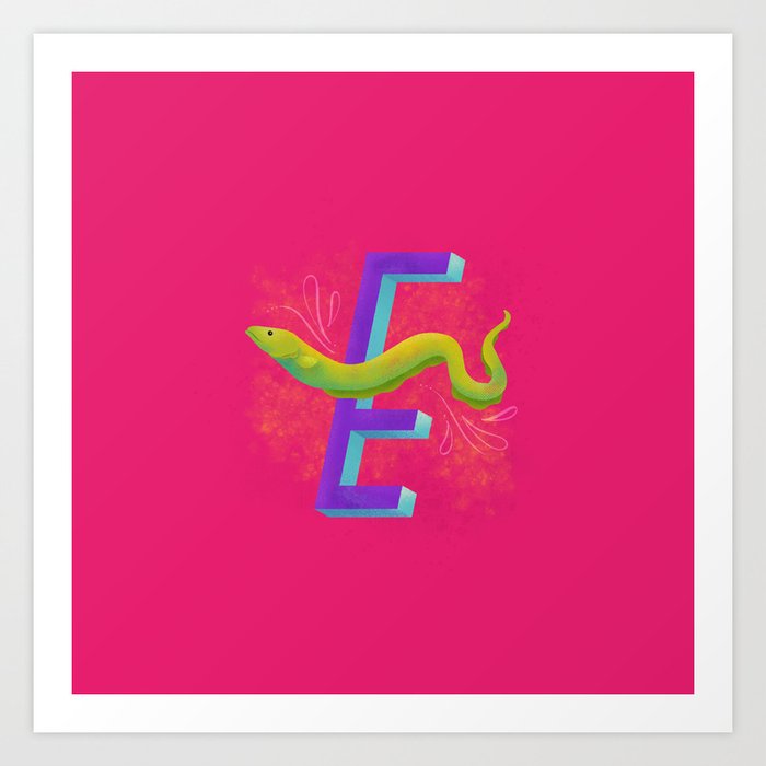Aquatic Alphabet: Eel Art Print