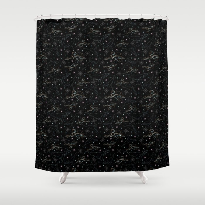  Night Dive Whale Constellations Shower Curtain