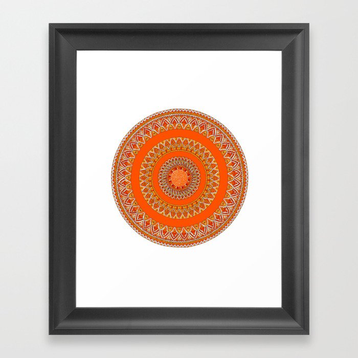 Emotional Energy-Mandala in Orange colors Framed Art Print