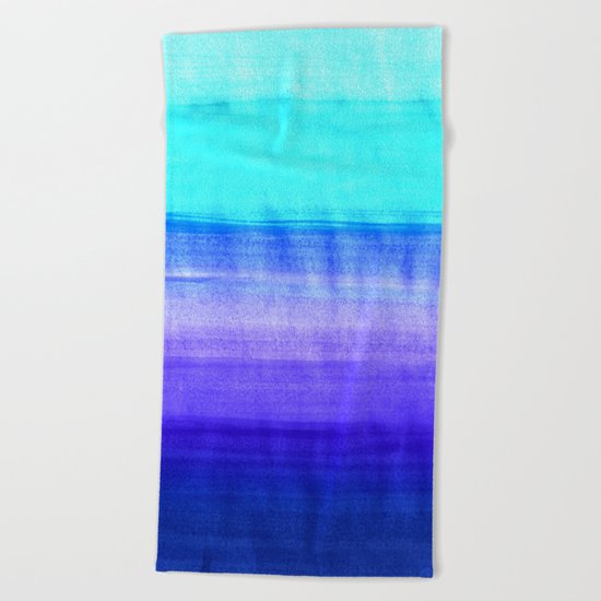 Ocean Horizon - cobalt blue, purple & mint watercolor abstract Beach Towel