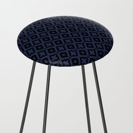 Navy Blue and Black Ornamental Arabic Pattern Counter Stool