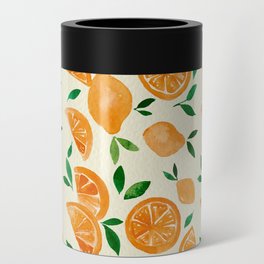 Watercolor lemons - orange and green Can Cooler