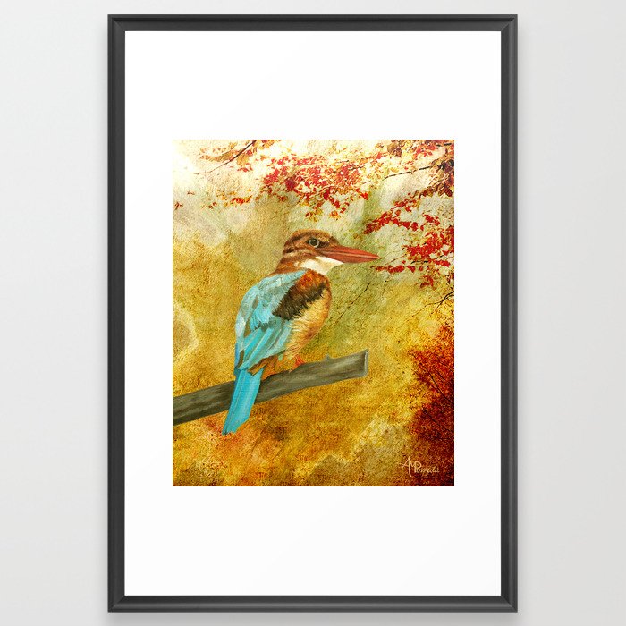 Autumnal Kingfisher Framed Art Print