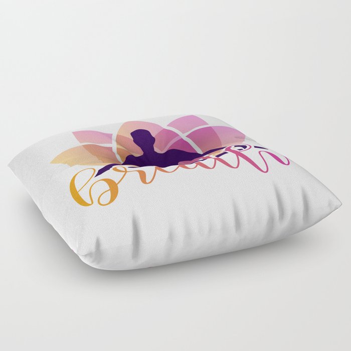 Meditation and breathing spiritual awakening silhouette  Floor Pillow