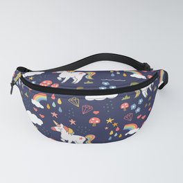 Unicorns and Rainbow in Navy Fanny Pack