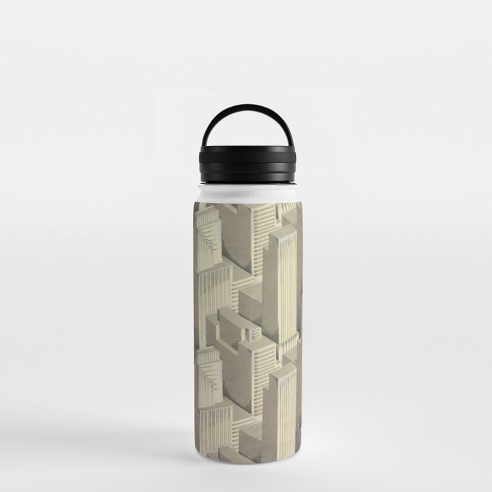 Cityscape Pattern America Twilight Skyscraper Print Water Bottle