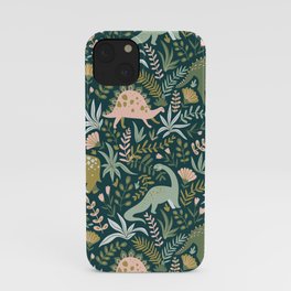 Dino iPhone Case | Dinosaurs, Green, Print, Plants, Seamless, Handdrawn, Pattern, Cute, Graphicdesign, Color 