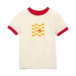 Yellow Waves with Red Accent Kids T Shirt