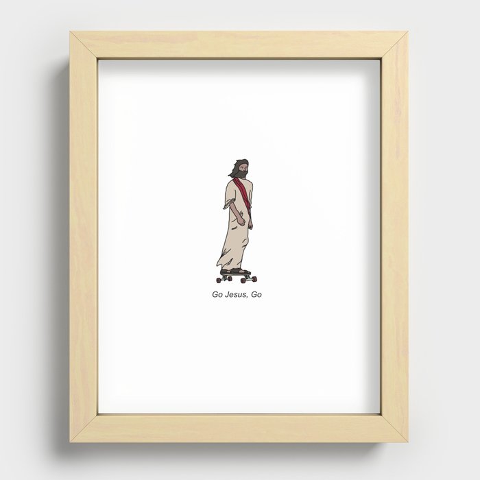 Jesus on a Skateboard Recessed Framed Print