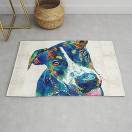 Colorful Dog Art - Happy Go Lucky - By Sharon Cummings Rug