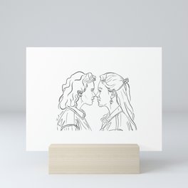 Dani & Jamie line art Mini Art Print