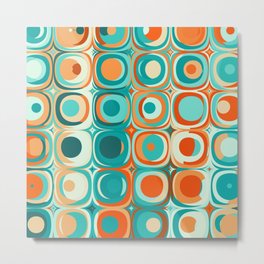 Orange and Turquoise Dots Metal Print | Digital, Circles, Round, Geometric, Ivory, Red, Mint, Dots, Kellydietrich, Pattern 
