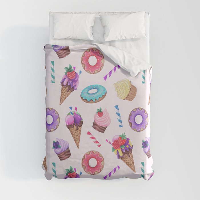 Seamless Backdrop of Colorful Sweet Candies  Duvet Cover