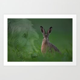 Hare and Hound Art Print | Animal, Nature, Photo, Digital 