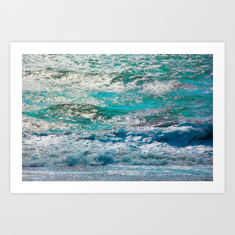 Blue Ocean Wave Texture Abstract Background Art Print By Timla