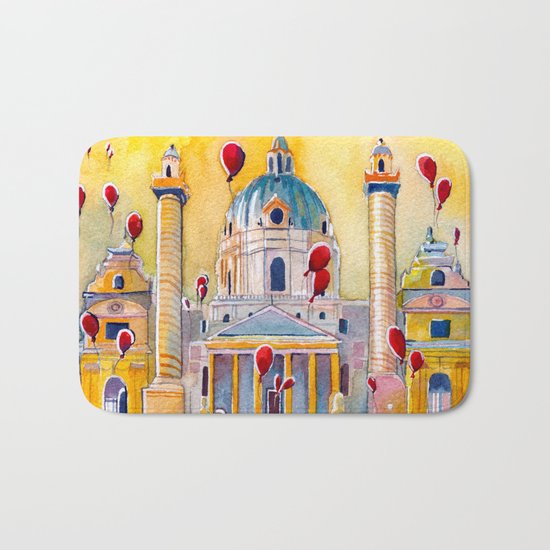 Vienna, famous Karlskirche saint Charles Church Bath Mat