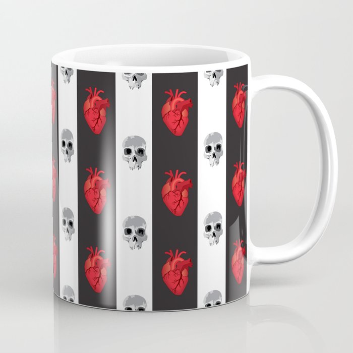 Hearts Skulls Stripes Coffee Mug