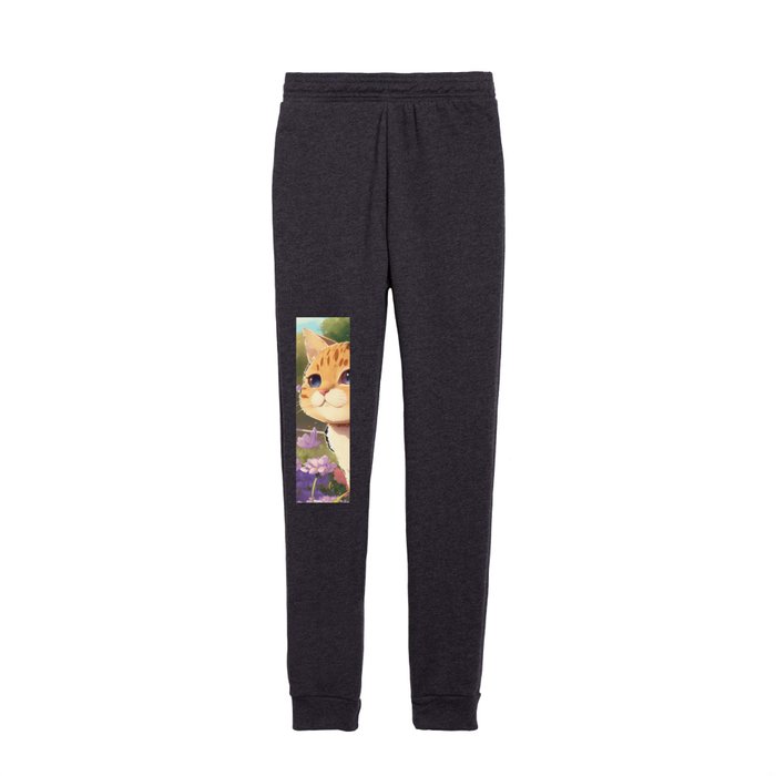 Cat And Flowers - Anime Style 4 Kids Joggers
