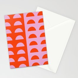 Mid Century Woodblocks in Red and Pink Stationery Card