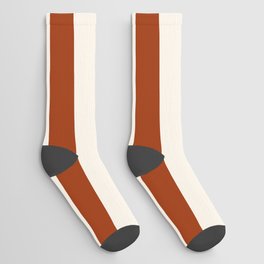 Orange and white retro 60s minimalistic stripes Socks