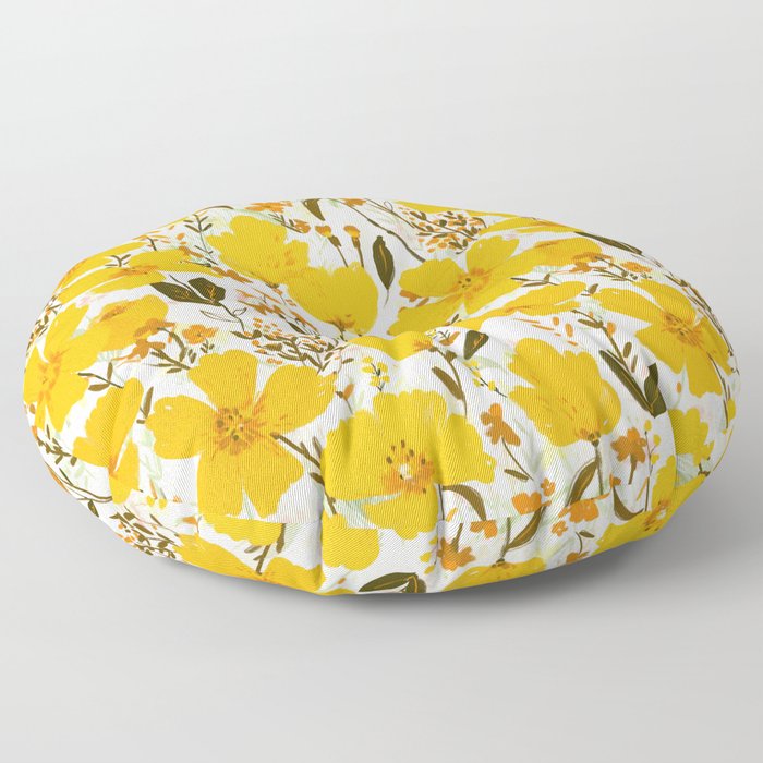 Yellow roaming wildflowers Floor Pillow