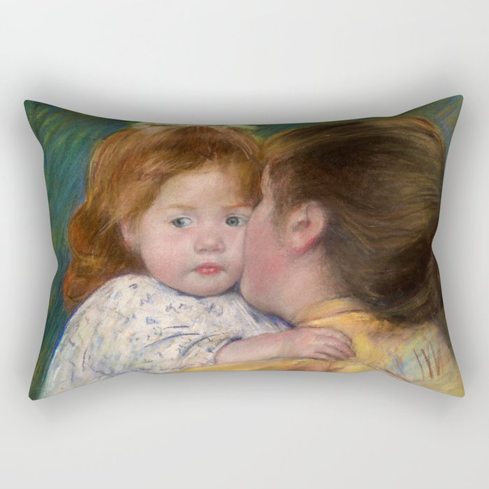 Mother and Child, Maternal Kiss, 1897 by Mary Stevenson Cassatt Rectangular Pillow