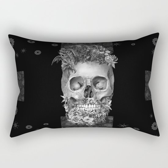 floral beard skull 3 Rectangular Pillow