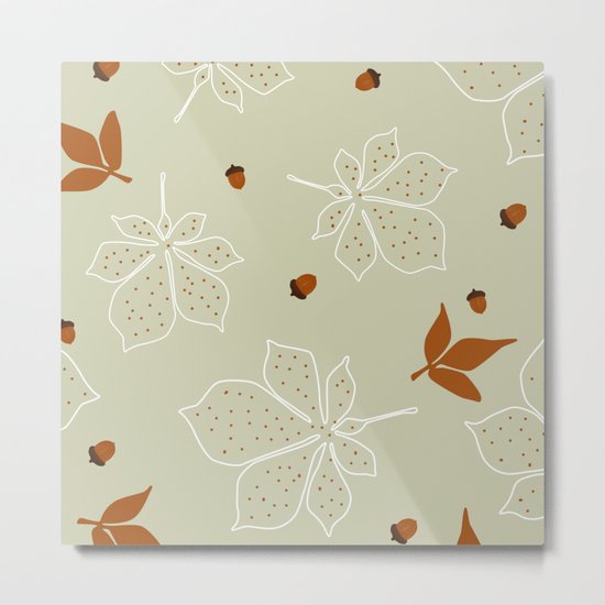 Autumn Leaves Pattern Metal Print