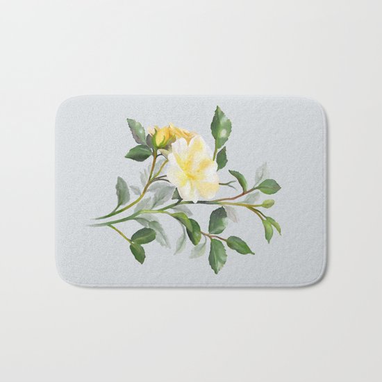 Yellow Watercolor Rose Bath Mat