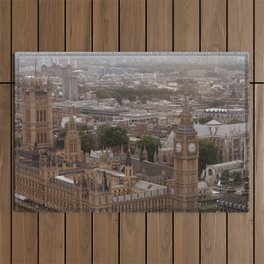 Great Britain Photography - Big Ben Under The Gray Sky Outdoor Rug