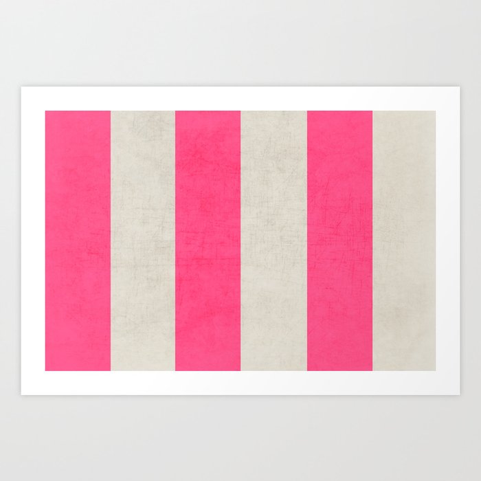 vintage hot pink stripes Art Print