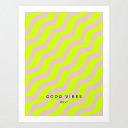 Lime Green Abstract Lines Pattern Bright Lemon Neon Color Stripes Colorful Modern Decor Retro Design Art Print