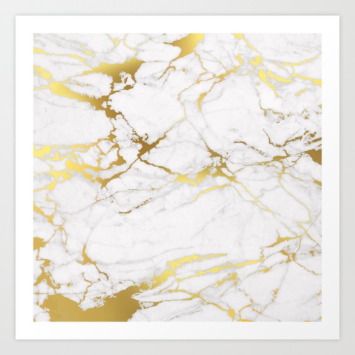White Gold Marble Art Print By Printapix Society6