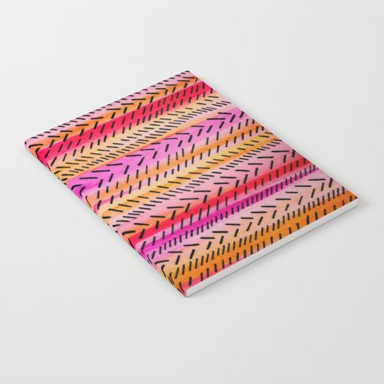 FUNKY RHYTHM 2 - Beautiful Fun Collaboration w Sreetama Ray, Pretty Feminine Pink Orange Pattern Notebook