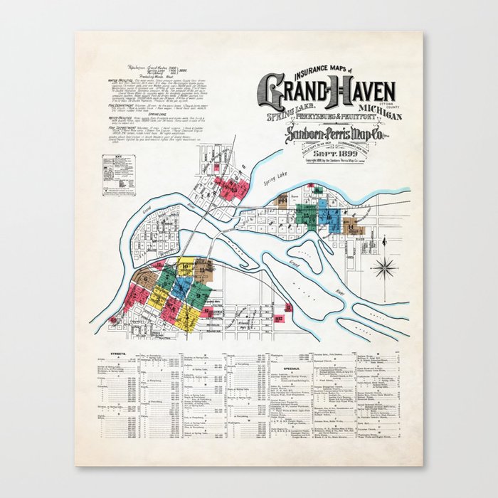 Grand Haven Michigan Map Canvas Print by Design Outfitters Society6