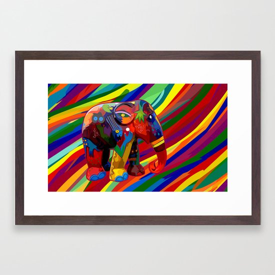 Full Color Abstract Elephant Framed Art Print By Digitalizedteam