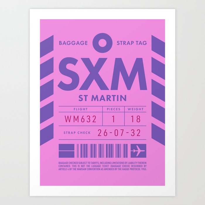 Luggage Tag D - SXM Saint Martin (Sint Maarten) Netherlands Art Print