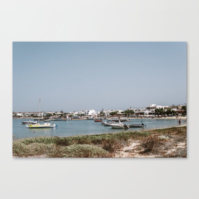 Typical Greek Postcard Village - Film Vibe Image of the Greek Islands - Travel Photography Canvas Print