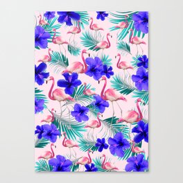 Hibiscus Flamingo Palm Vibes #1 #tropical #decor #art #society6 Canvas Print