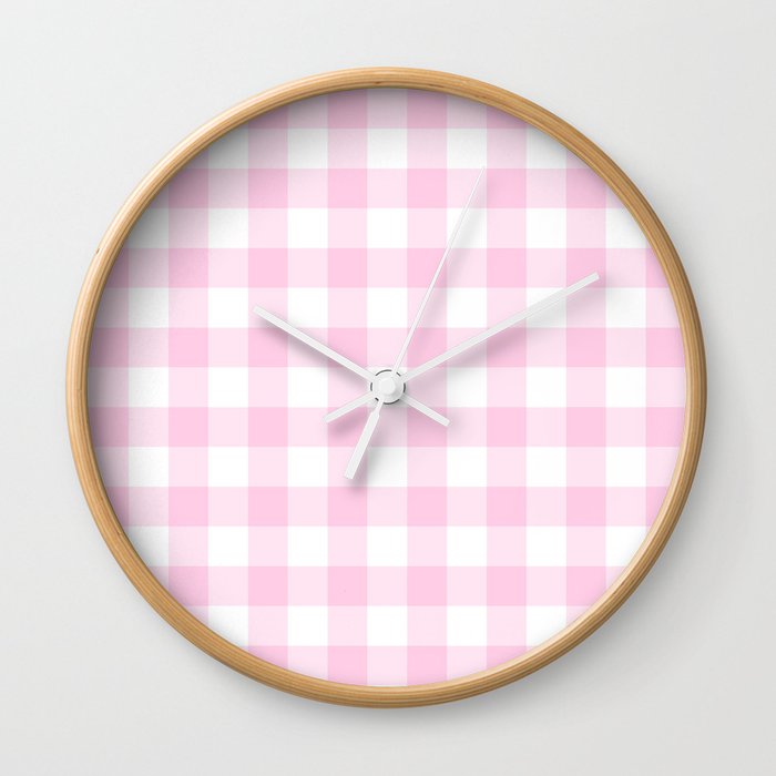 Classic Check - soft pink Wall Clock