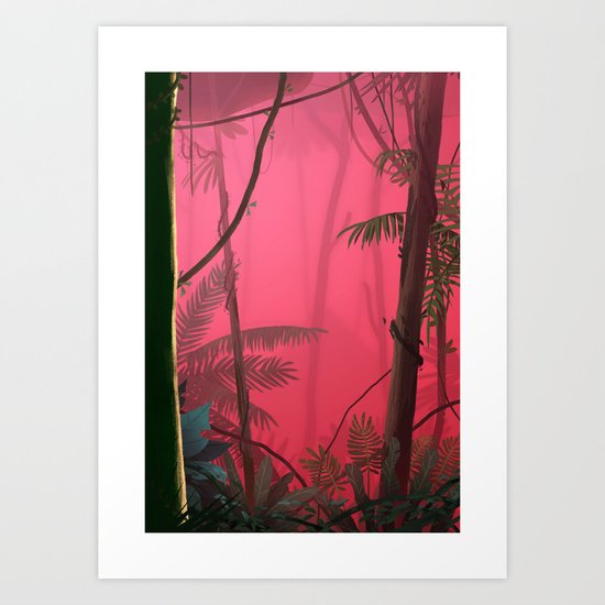 Jungle in Pink Fog Art Print