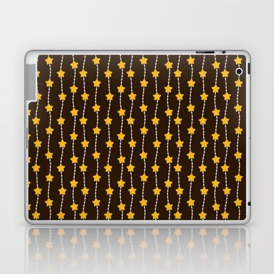 Christmas Pattern Yellow Stripe Star Laptop & iPad Skin